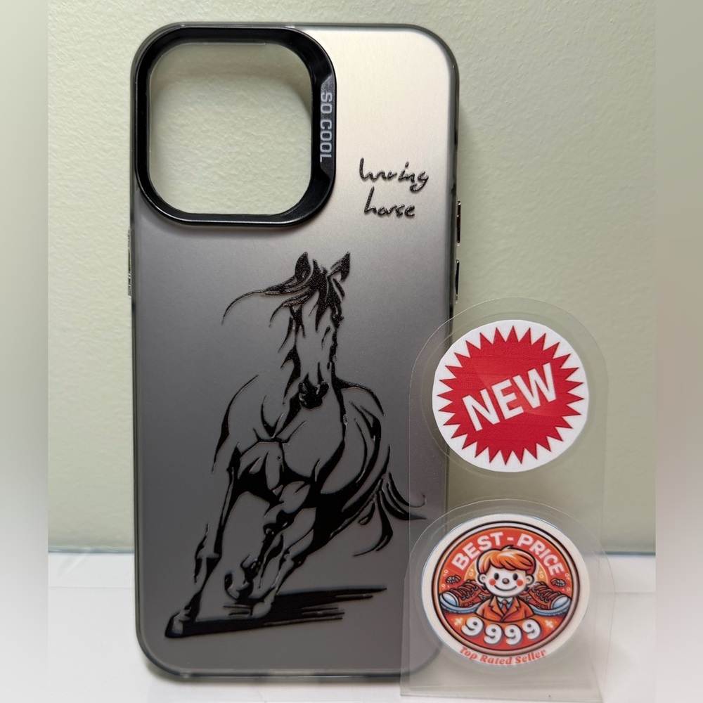 Black Horse Phone Case Cover for iPhone 15 Pro Max - New